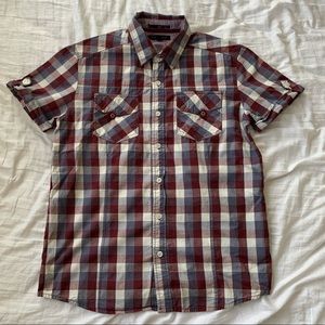 Forever 21 Plaid Button Down Short Sleeve Shirt